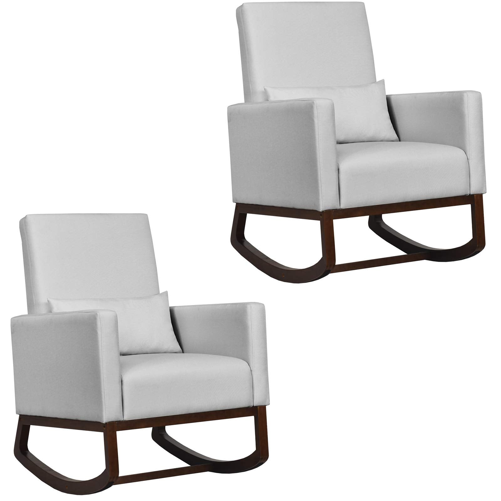 Giantex Upholstered Rocking Chair, Modern High Back Armchair