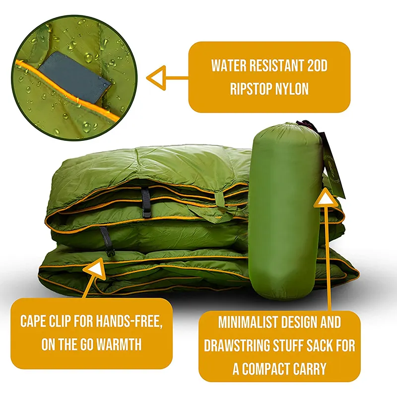 Lightweight and warm large double layer insulation camping outdoor down blanket quilt