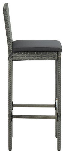 vidaXL Patio Bar Set with Cushions 7 Piece Poly Rattan Black Table Chairs   Tropical   Outdoor Pub And Bistro Sets   by vidaXL LLC  Houzz