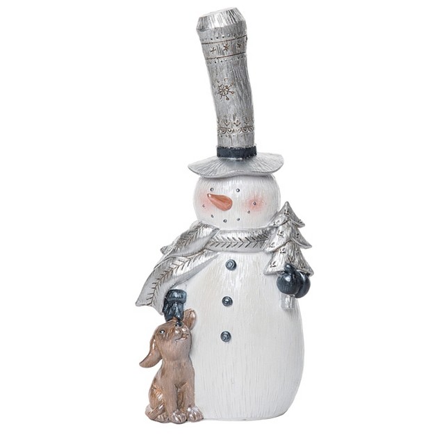 Transpac Resin 10 In White Christmas Metallic Snowman Figurine