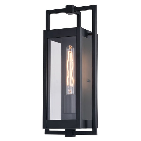 Sheridan Matte Black Contemporary Indoor Outdoor Wall Lantern Light Fixture with Clear Glass Shopping - The Best Deals on Outdoor Wall Lanterns | 41750993