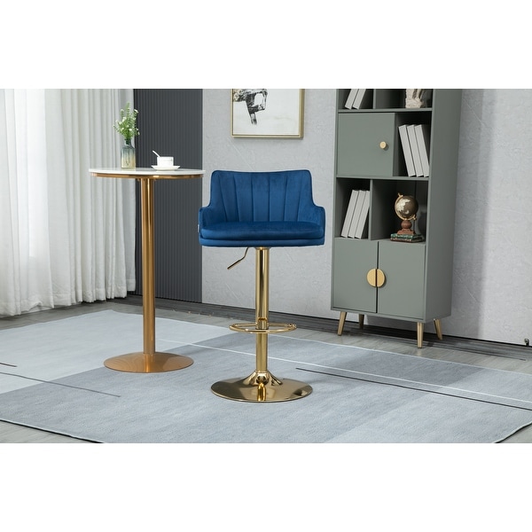 Modern Swivel Barstools with Footrest Velvet Adjustable Height Bar Chairs