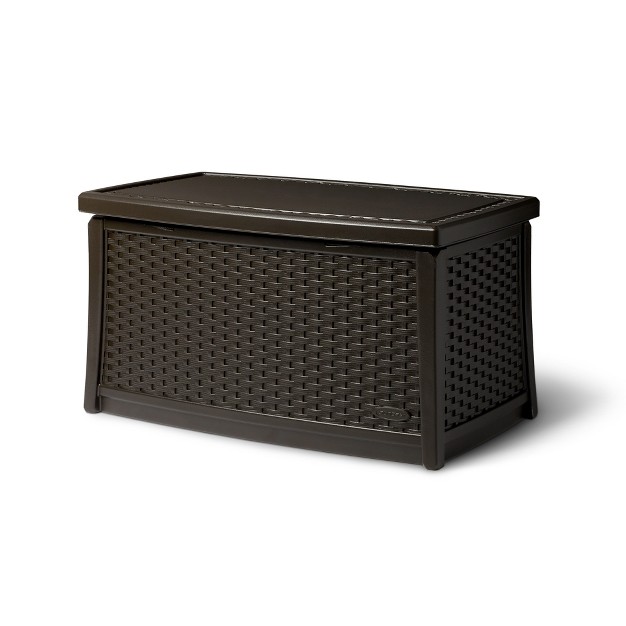 Suncast Resin Coffee Table With Storage amp Suncast Resin Wicker 33 Gal Trash Can