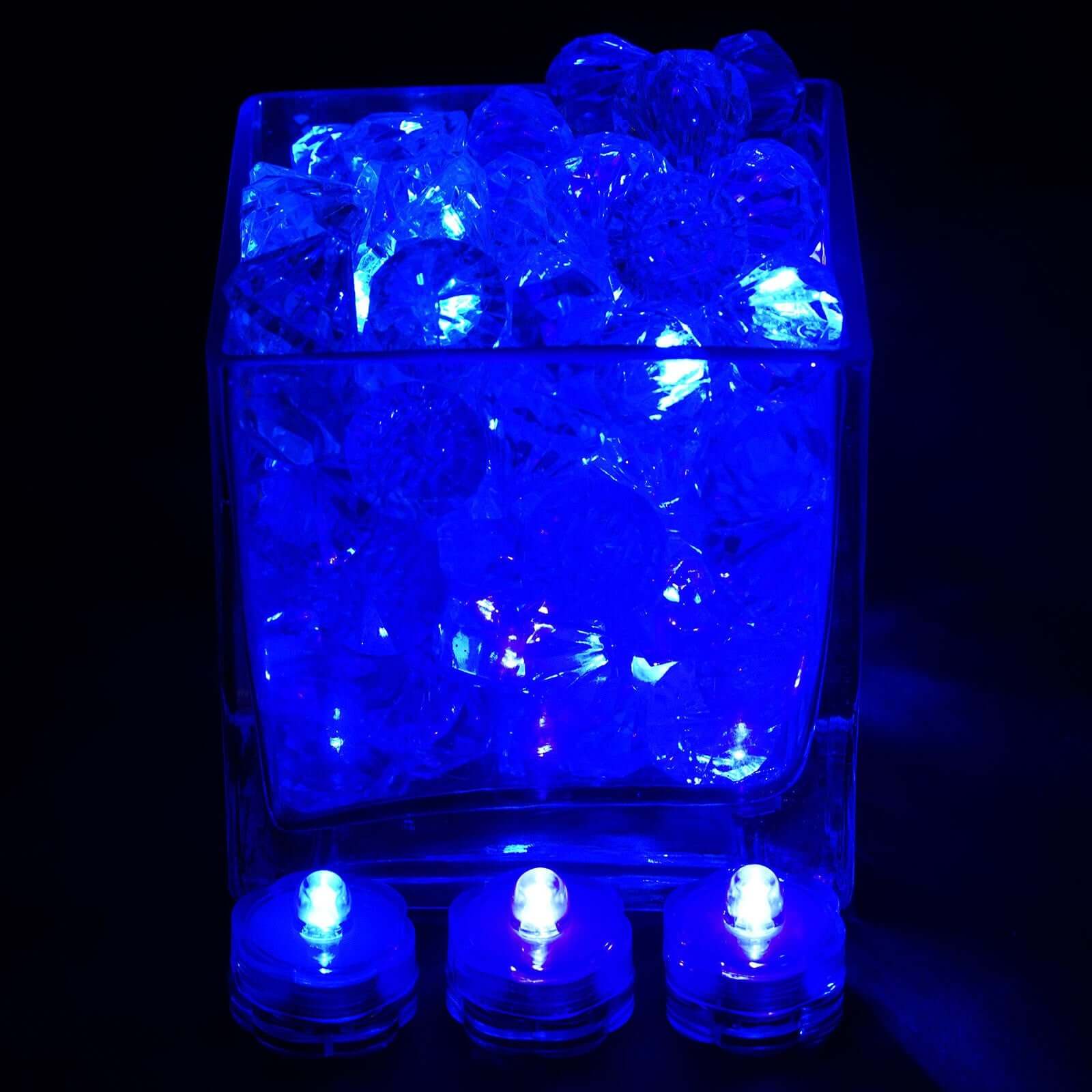 12 Pack Blue Flower Shaped Waterproof LED Lights, Battery Operated Submersible