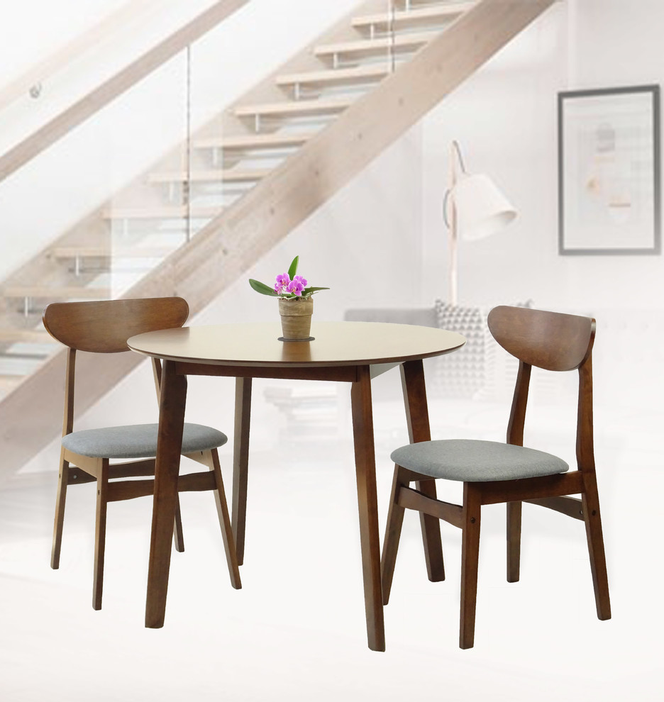 Yumiko Dining Side Chairs  Solid Wood  Medium Brown   Midcentury   Dining Chairs   by RattanUSA  Houzz