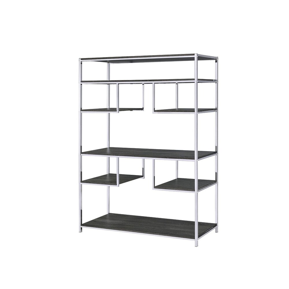 Bookshelf  Rustic Gray Oak   Chrome