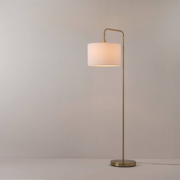 Brass Floor Lamp With White Linen Shade Globe Electric