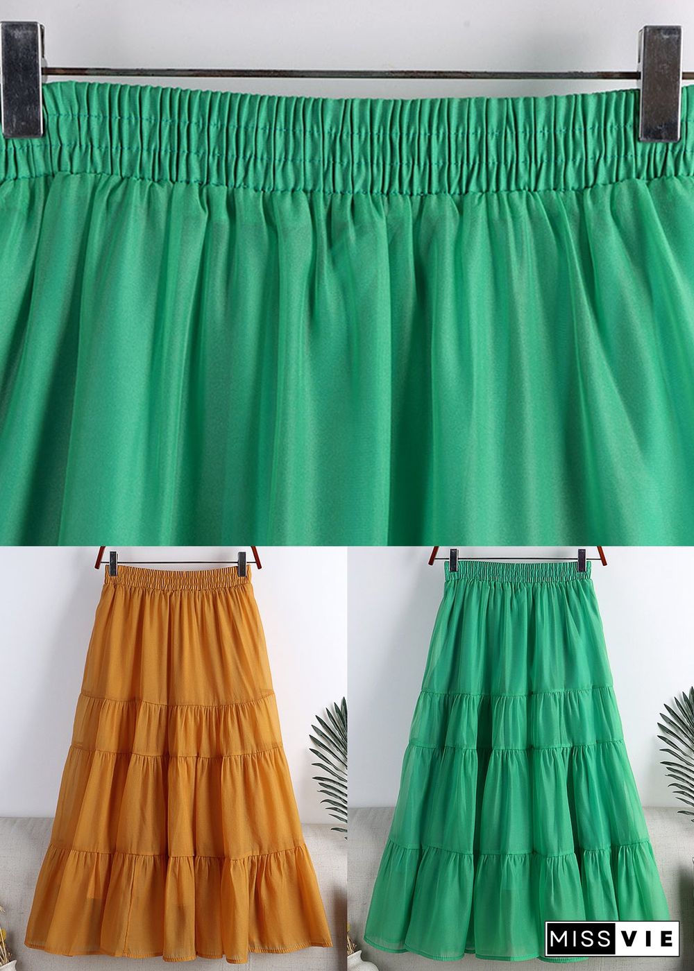 Orange Elastic Waist Tulle A Line Skirts Summer