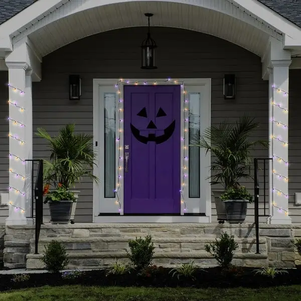 Solar-powered 125 Purple and Orange LED String Light