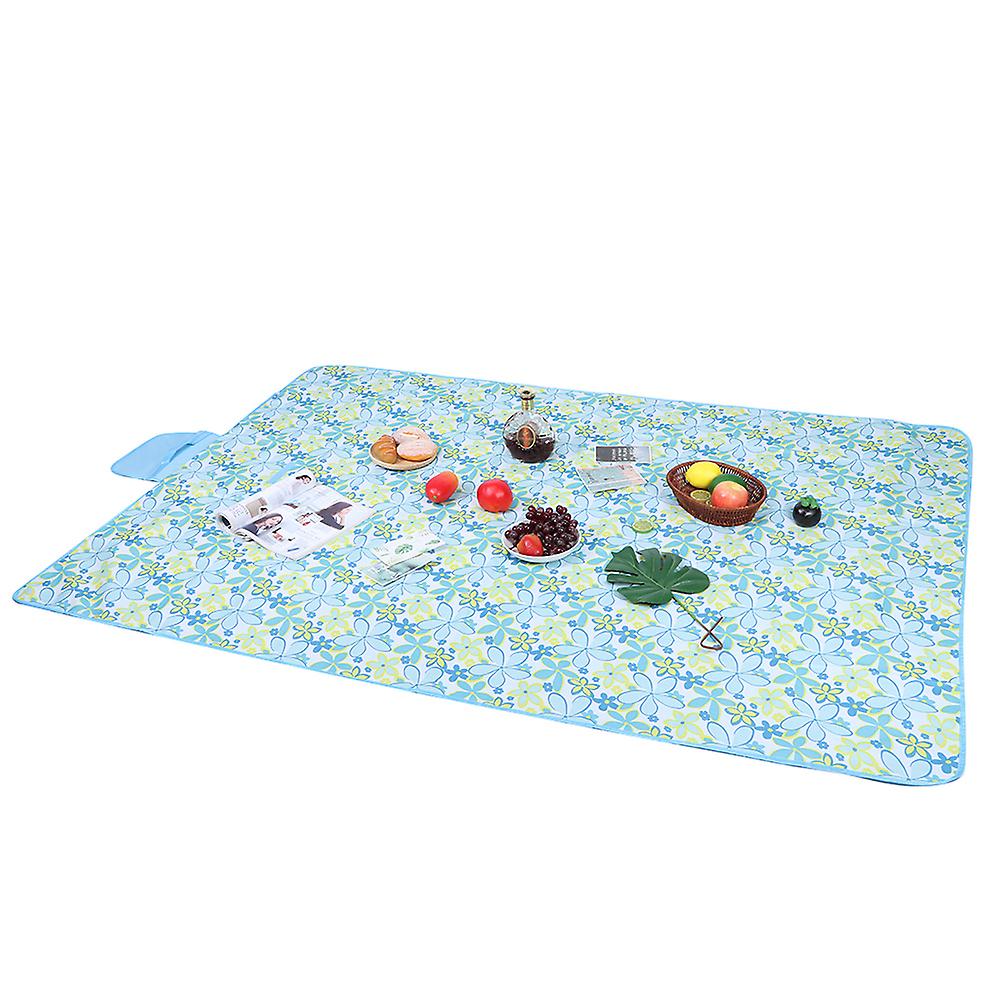 Large Waterproof Moisture proof Picnic Blanket Portable Camping Mats Light Blue Flower Pattern145x200cm