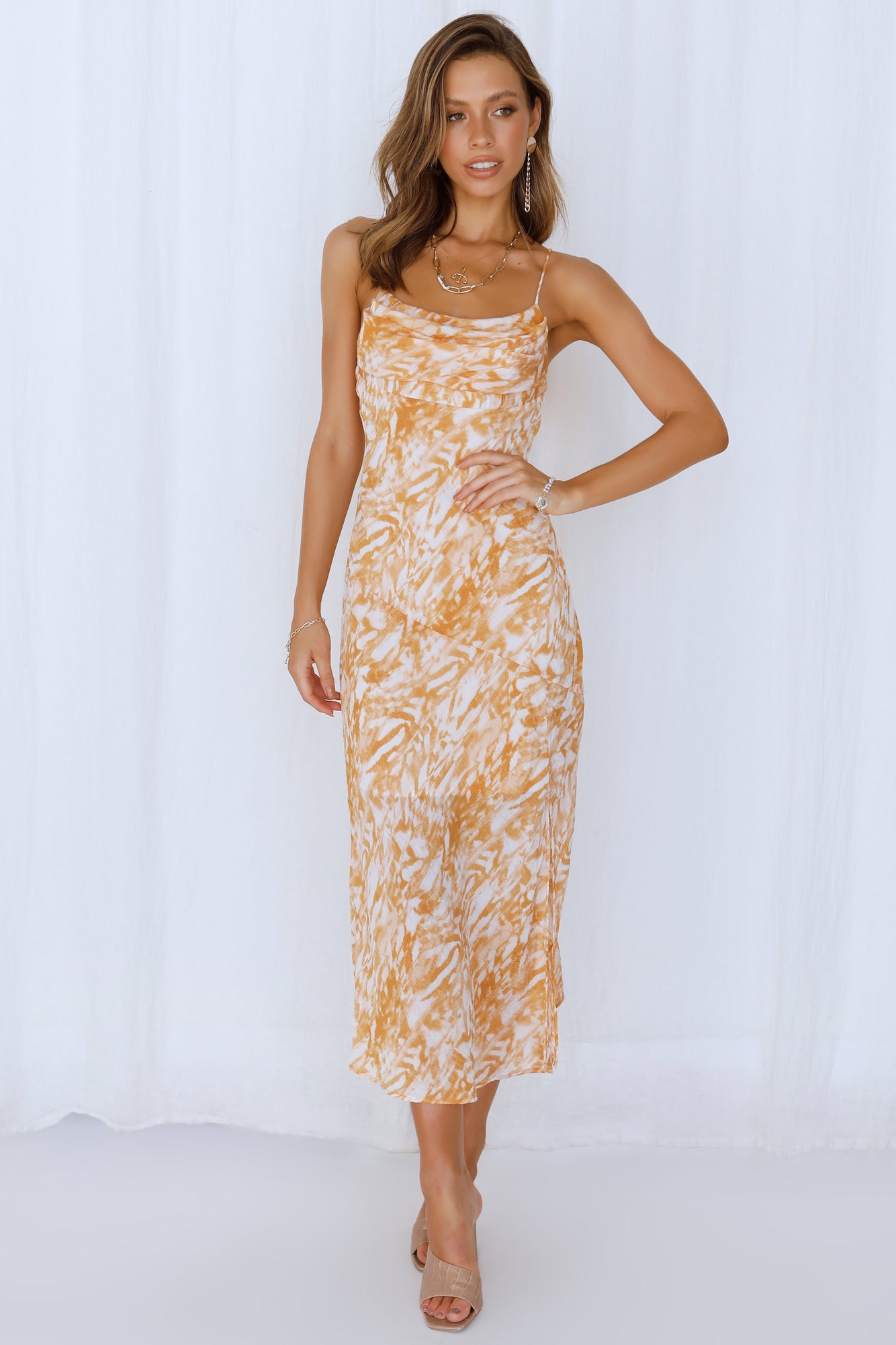 Get Your Groove On Midi Dress Orange