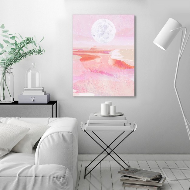 Americanflat Modern Neutral Pink Moonrise By Louise Robinson Canvas Wrapped Canvas