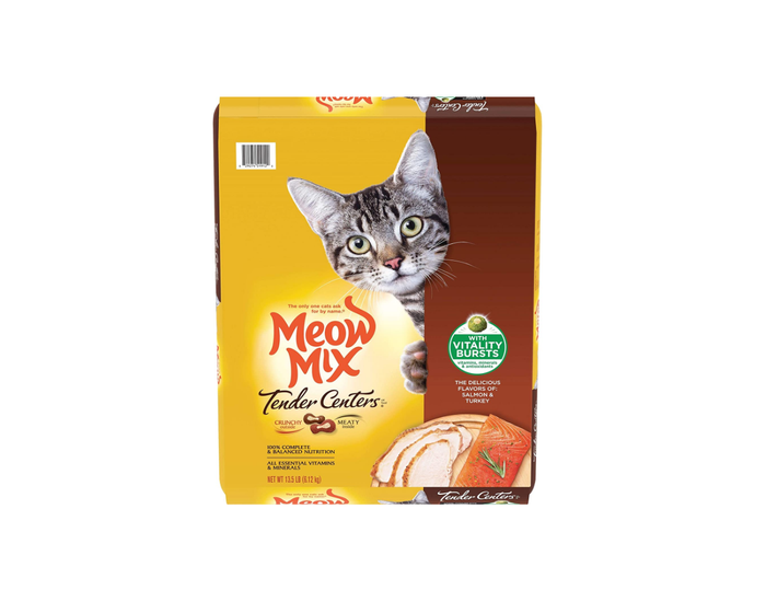 Meow Mix Tender Centers Vitality Bites， Salmon  Turkey Dry Cat Food - 13.5 lb. Bag