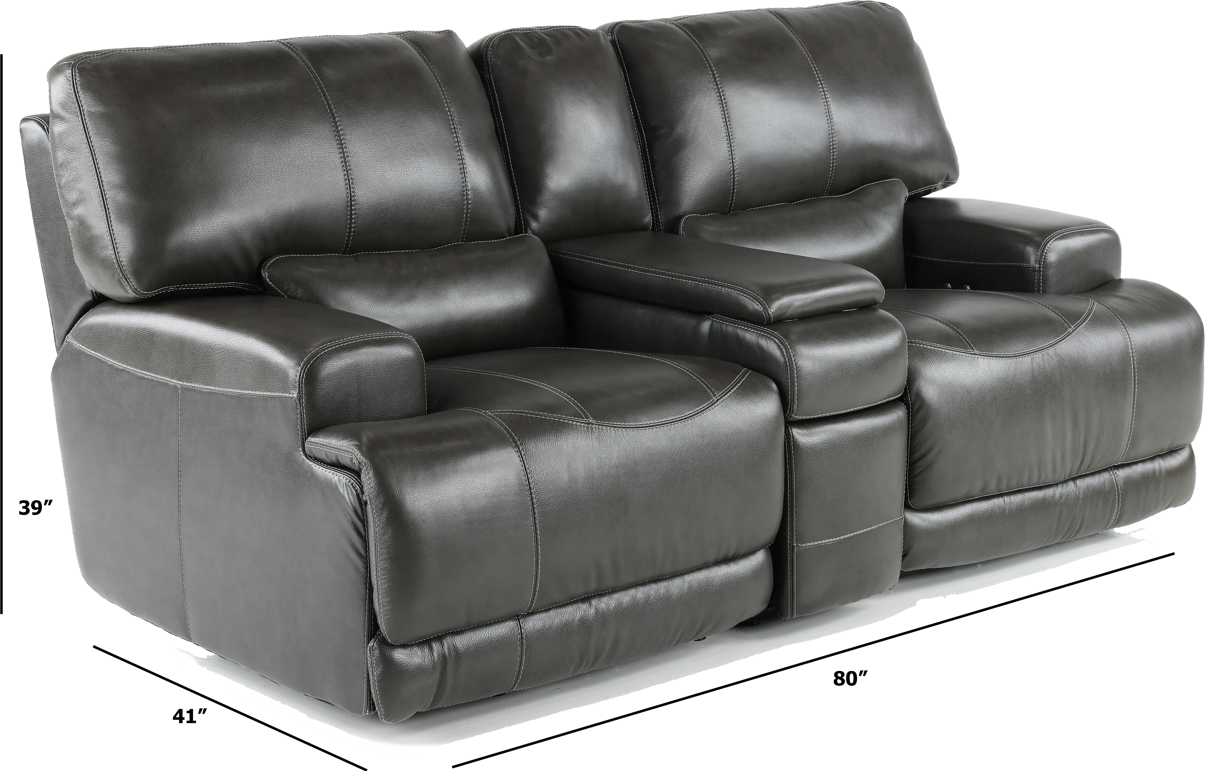 Stampede Charcoal Leather-Match Power Reclining Loveseat