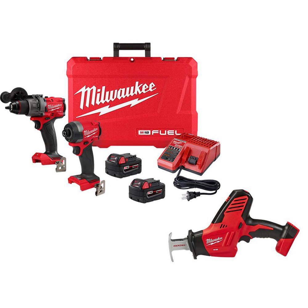 MW M18 FUEL 18-V Li-Ion Brushless Cordless Hammer Drill and Impact Driver Combo Kit (2-Tool) wHackzall Reciprocating Saw 3697-22-2625-20