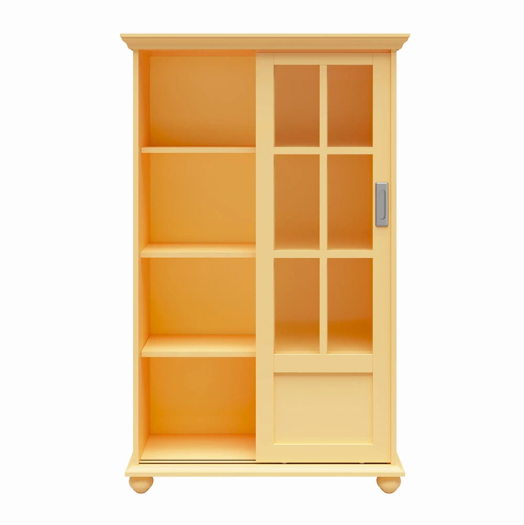 Aaron Lane Yellow Bookcase with Sliding Glass Doors