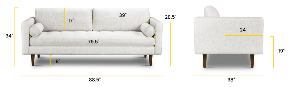 Poly and Bark Napa Fabric Sofa  Bright Ash   Midcentury   Sofas   by Edgemod Furniture  Houzz