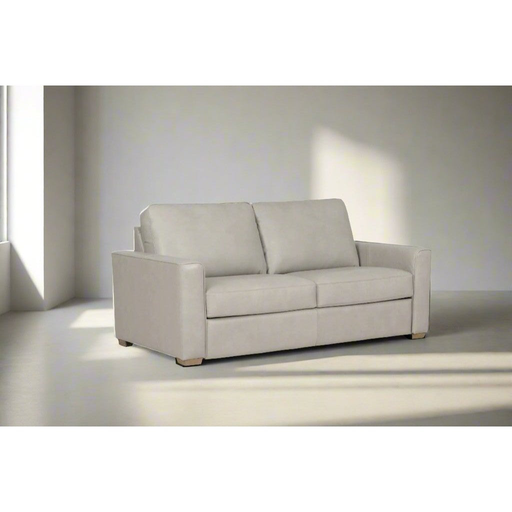 Livorno 59 Full Easy open Sleeper Loveseat in Pearl Leather