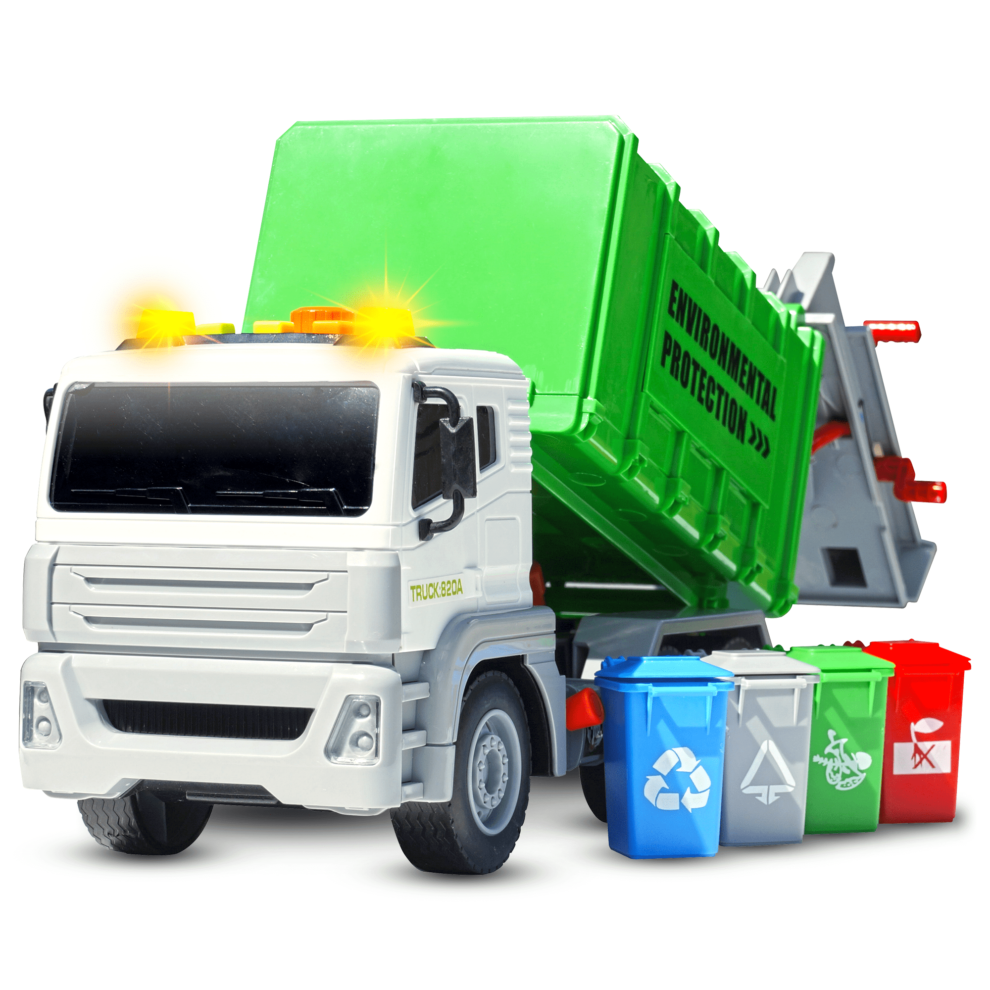 CifToys Garbage Truck Toys for Boys with Trash Cans， Friction Play Vehicle， Ages 3 - 8 Years