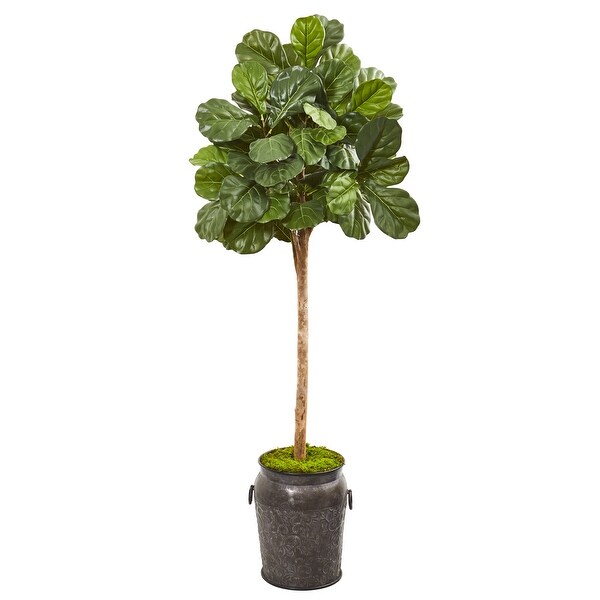 6' Fiddle Leaf Fig Artificial Tree in Metal Planter