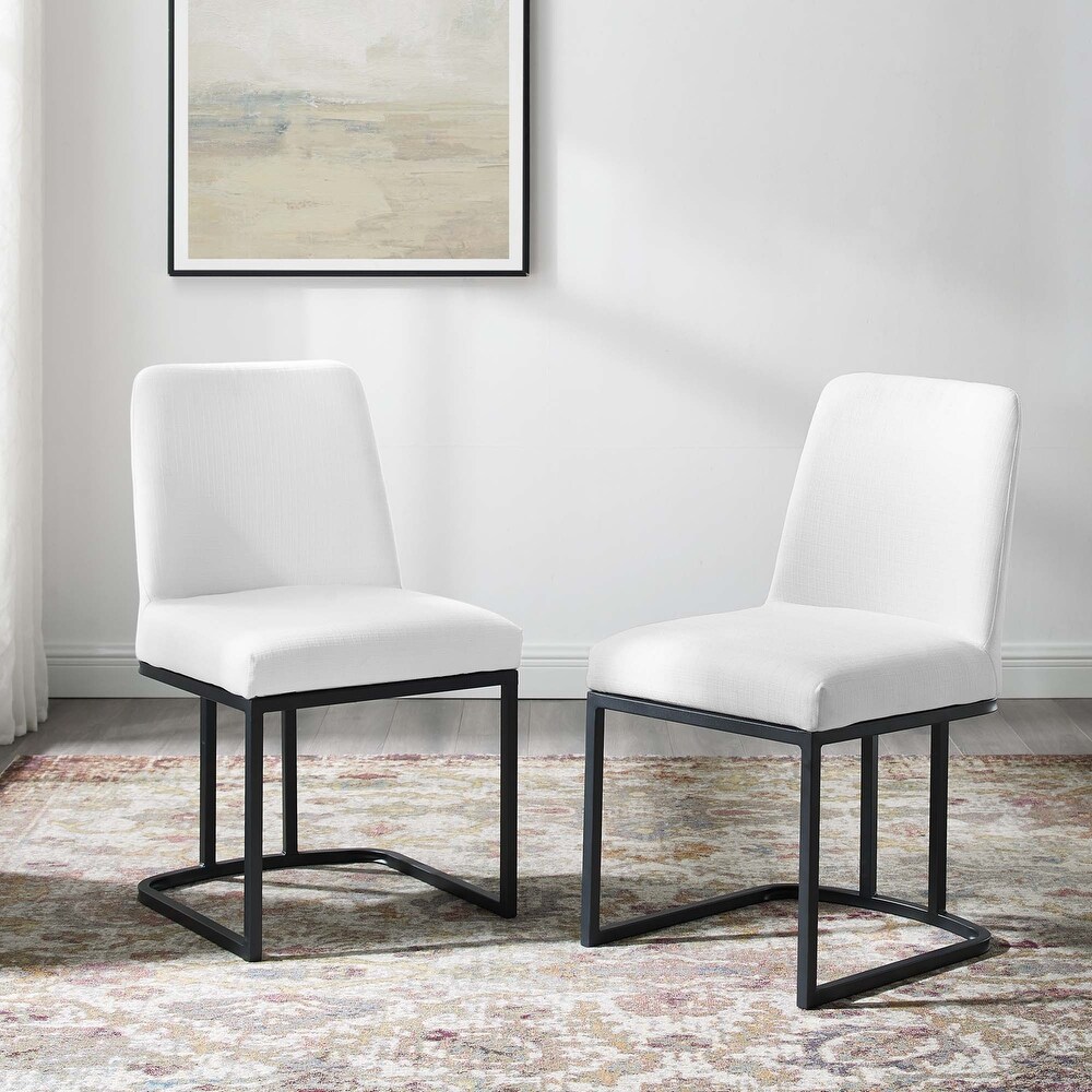 Amplify Sled Base Upholstered Fabric Dining Chairs   Set of 2   N/A