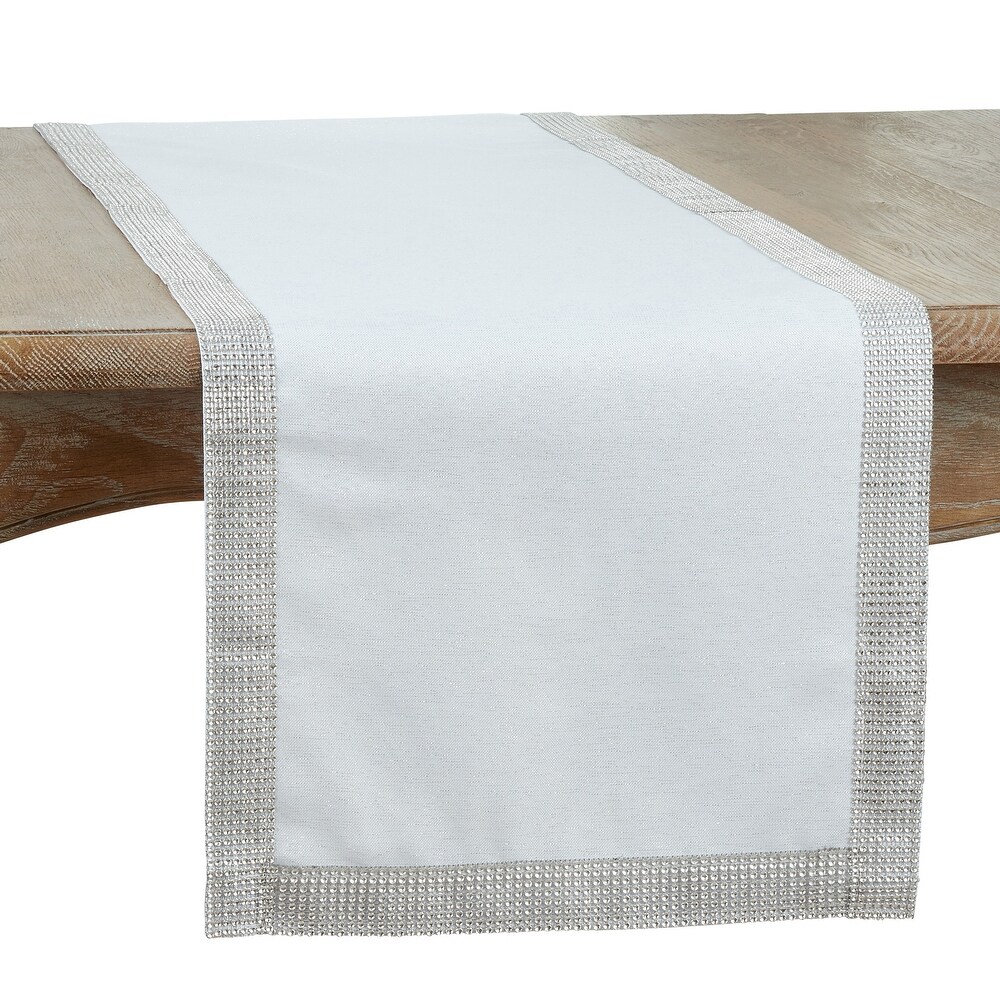 Linen Blend Runner With Studded Borders