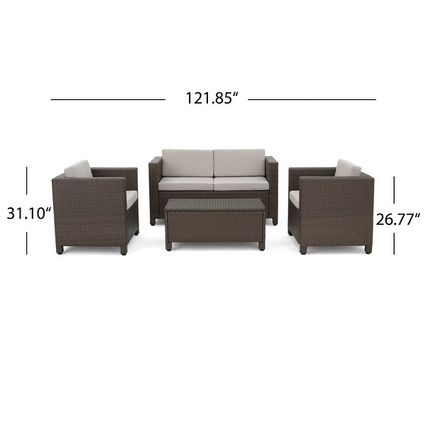 Puerta Outdoor 4piece Chat Set with Cover by Christopher Knight Home