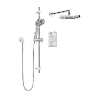 KEENEY Belanger 1-Spray Round Hand Shower and Showerhead from Wall Combo Kit with Slide Bar and Valve in Polished Chrome KIT-UNI140TSCP