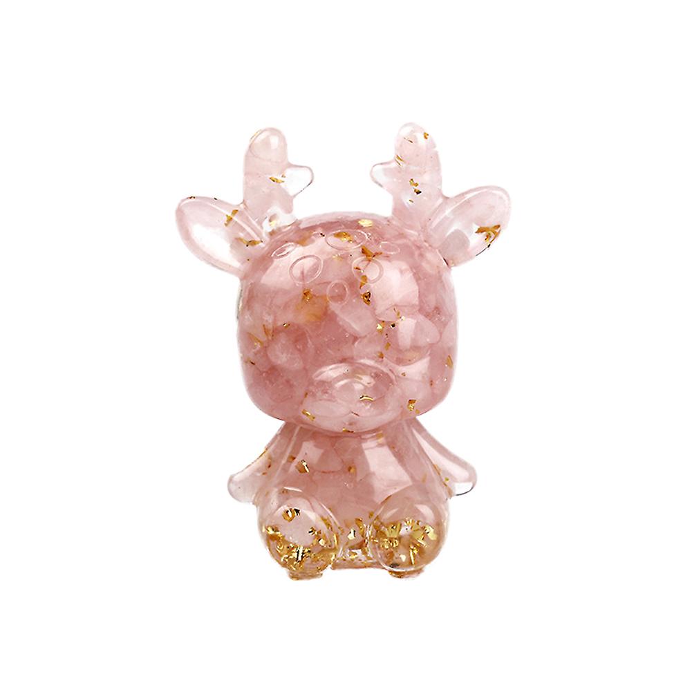 Cartoon Deer Statue Decoration Cute Crystal Stone Elk Home Office Car Desktop Collection Decoration Chromatic