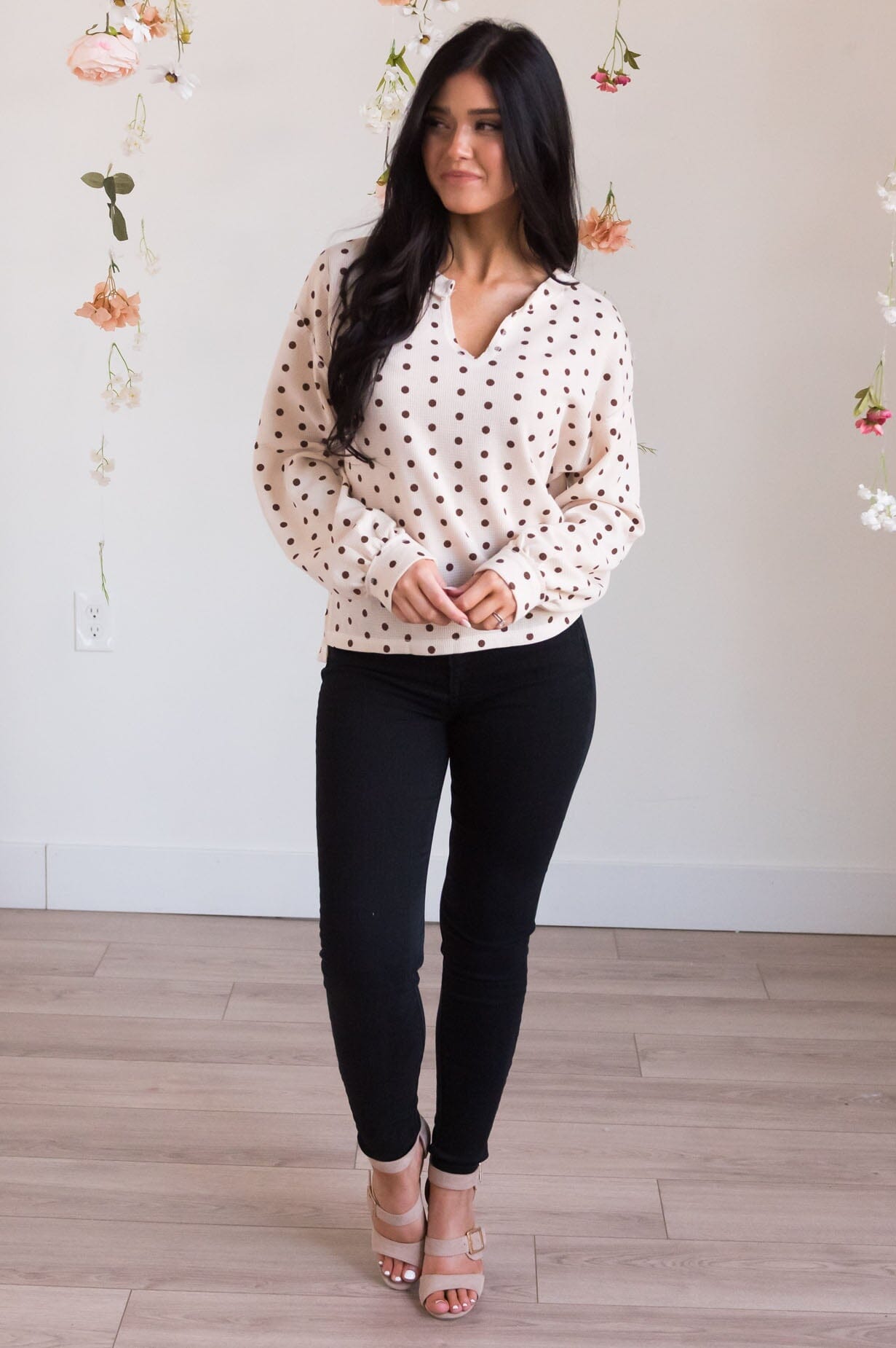 Date Day Modest Polka Dot Top