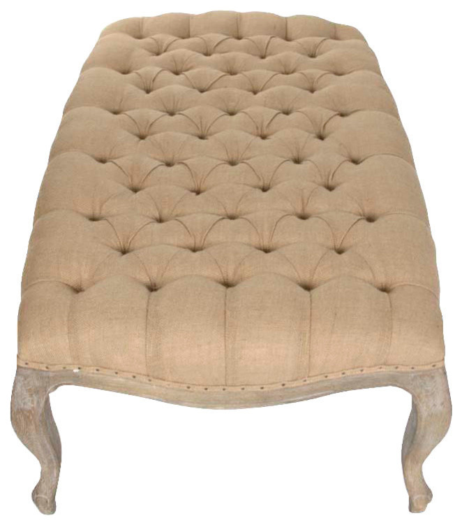 Maison Tufted Rectangular Ottoman   French Country   Footstools And Ottomans   by HedgeApple  Houzz