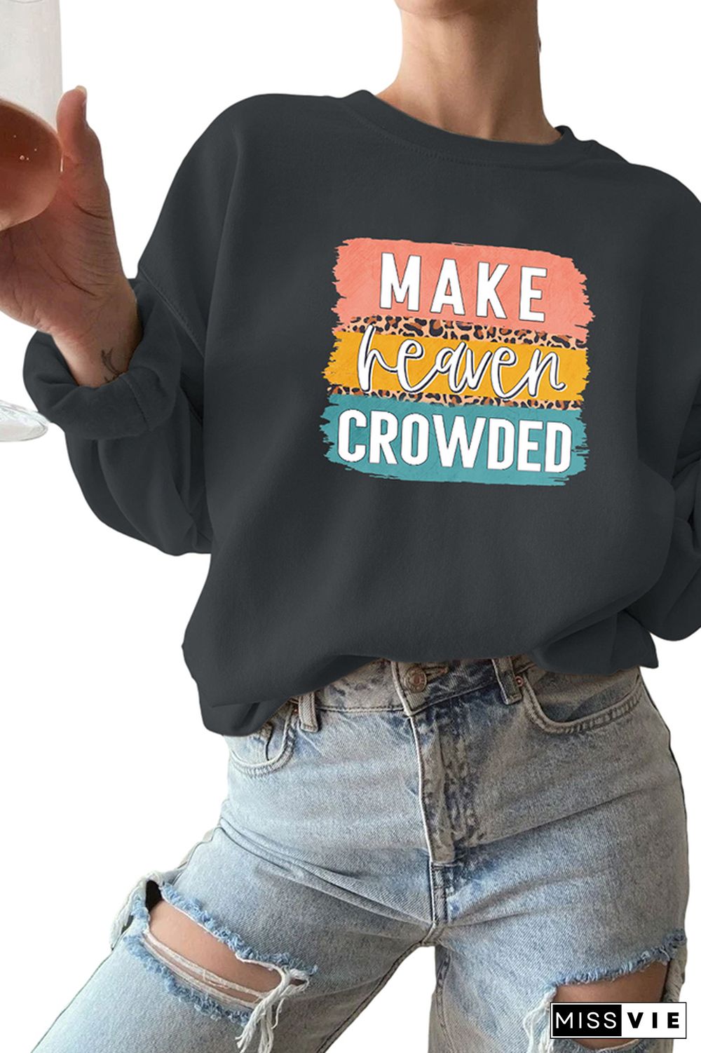 Make Heaven Crowded Brush Block Sweatshirt Wholesale