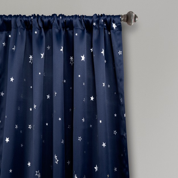 Room Darkening Star Curtain Panels Navy Lush D cor