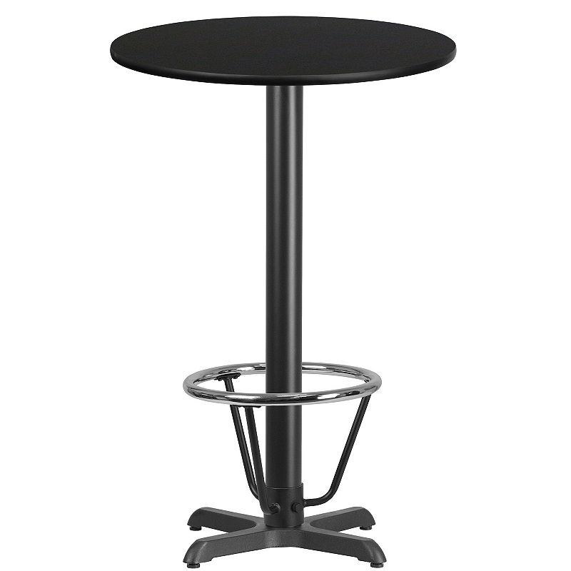 Emma and Oliver 24RD Black Laminate Bar Table Top-22x22 Base/Foot Ring