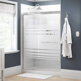 Delta Simplicity 60 in. x 70 in. Semi-Frameless Traditional Sliding Shower Door in Chrome with Transition Glass 1118233