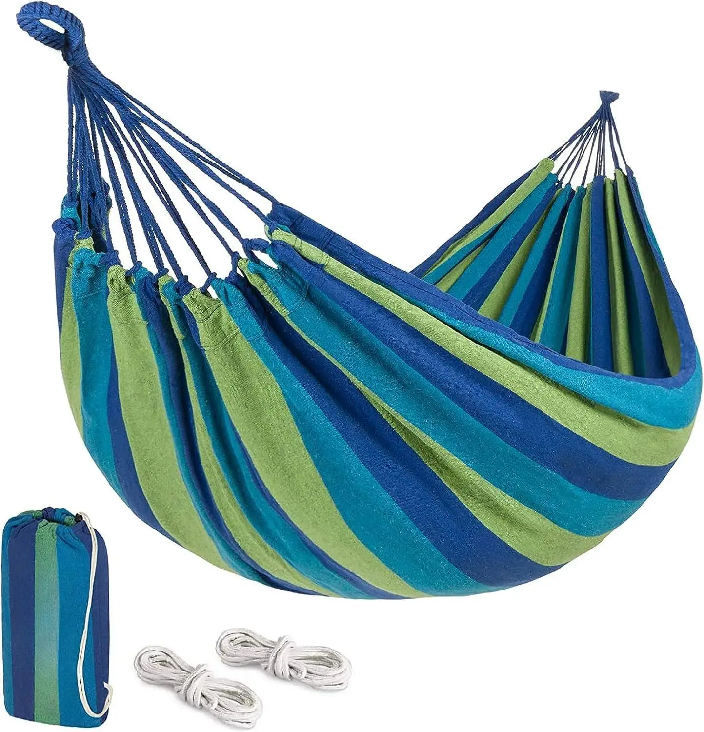 Outdoor Portable Camping Cotton Canvas Double Person Brazilian Striped Hammock