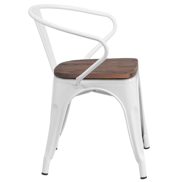 Metal Chair with Wood Seat and Arms