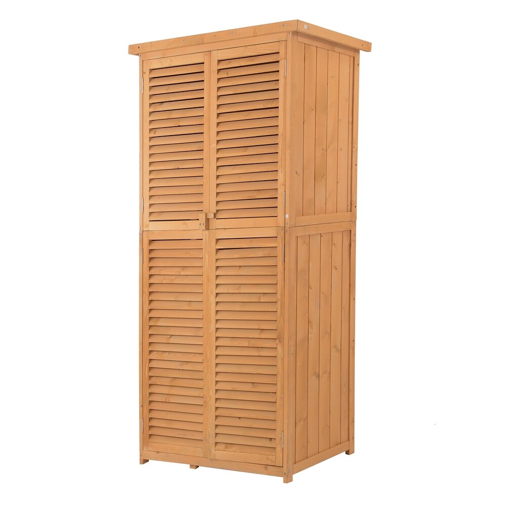 Outsunny 3' x 5' Wooden Garden Storage Shed with Asphalt Roof   2 Large Wood Doors with Lock  Natural