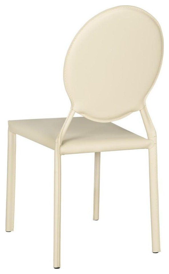 Racey 37  x27 x27h Round Back Leather Side Chair Buttercreme   Contemporary   Dining Chairs   by AED Luxury Home Decor  Houzz