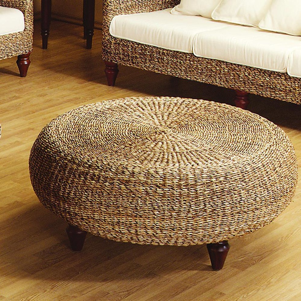 Ottoman PADMAS PLANTATION Contemporary Natural Brown Plantation Grown   Tropical   Footstools And Ottomans   by EuroLuxHome  Houzz