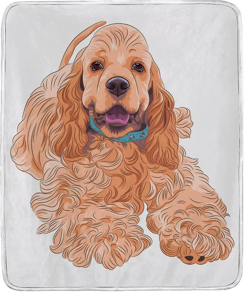 Cocker Spaniel Dog Velvet Plush Throw Thermal Blanket - 4.2x5ft - Printed For Couch Bed Sofa Car