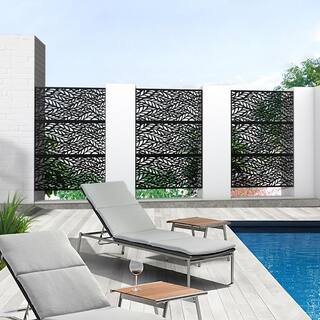 NEUTYPE 74.8 in. Galvanized Steel Privacy Screen Garden Fence in Black A-GE04070