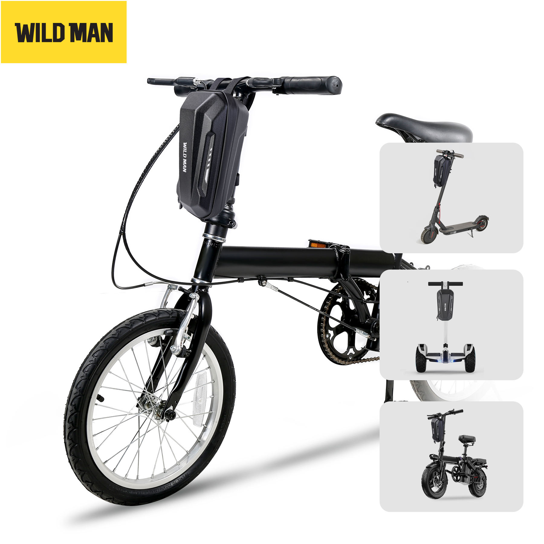 WILD MAN Scooter WILD MAN GD9 Storage Bag Scooter Front Hanging Bag Waterproof Scooters Handlebar EVA Hard Shell Bike Bag(2L)