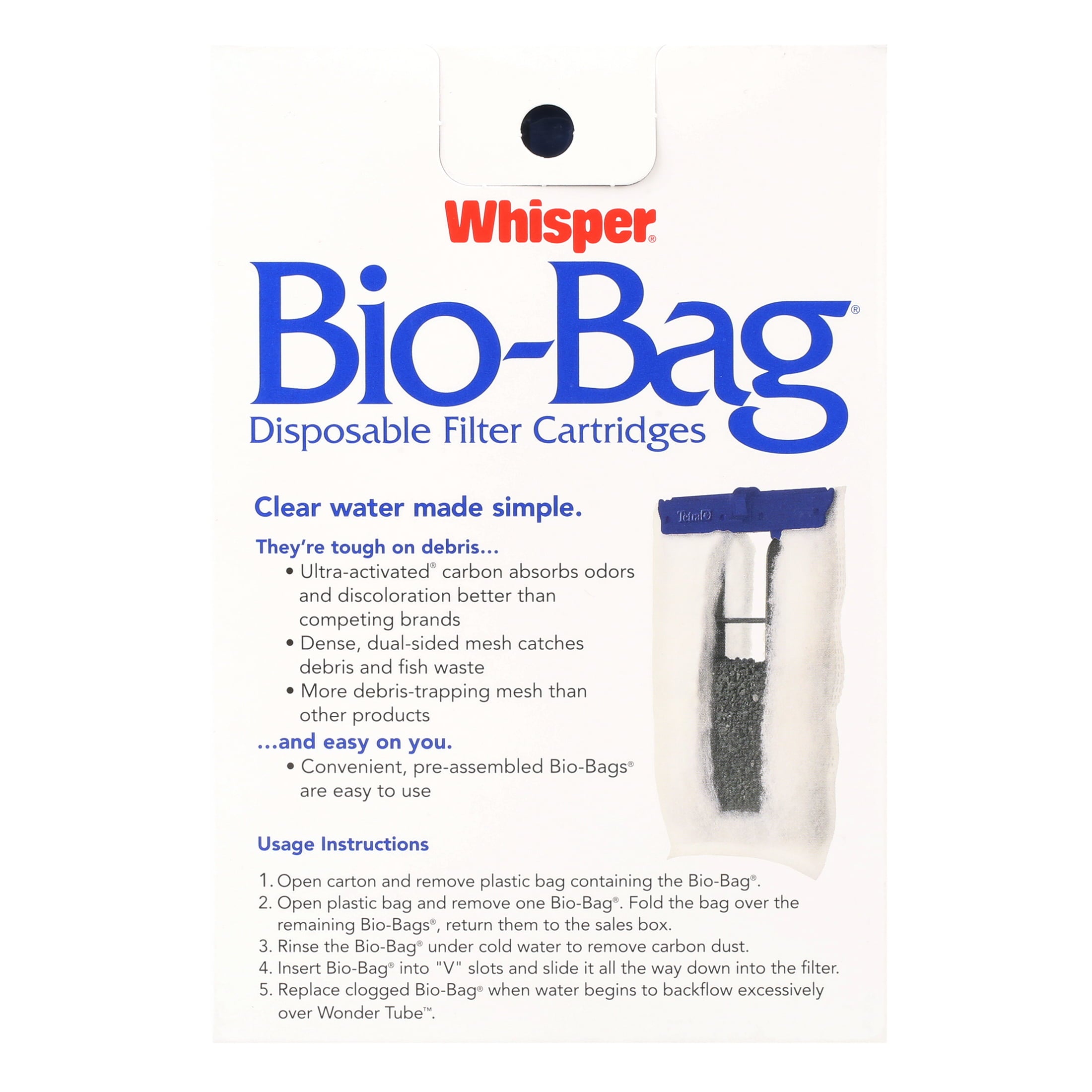 Tetra Whisper Bio-Bag Disposable Filter Cartridge 3 Count， for Aquariums， Large