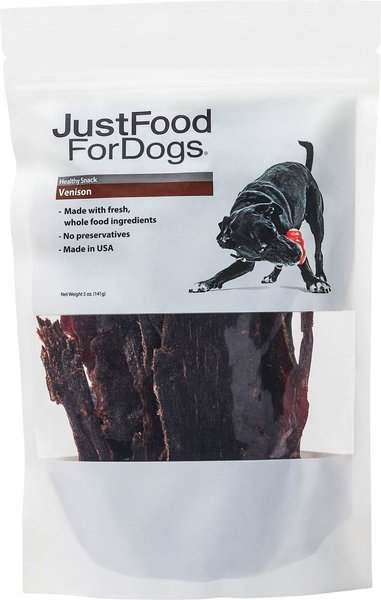 JustFoodForDogs Venison Dehydrated Dog Treats， 5-oz bag