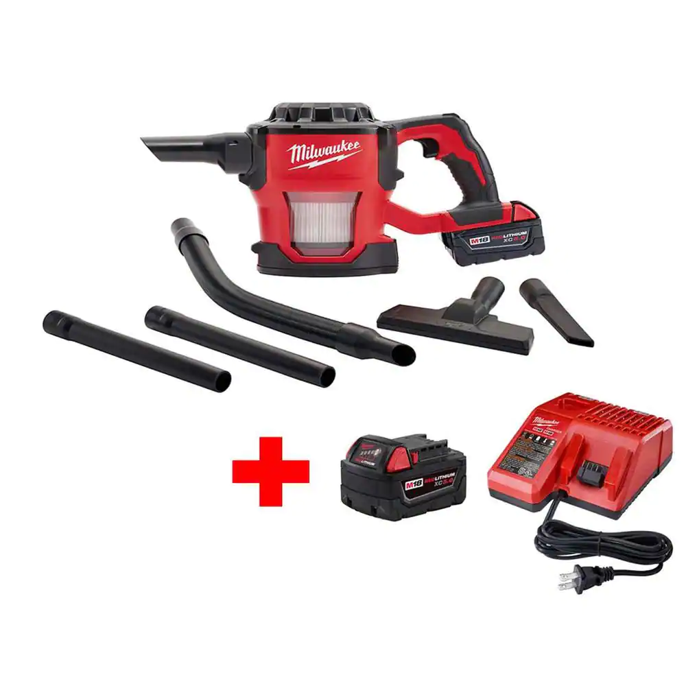 Milwaukee M18 18-Volt Lithium-Ion Cordless Compact Vacuum W/ M18 Starter Kit W/ (1) 5.0Ah Battery And Charger