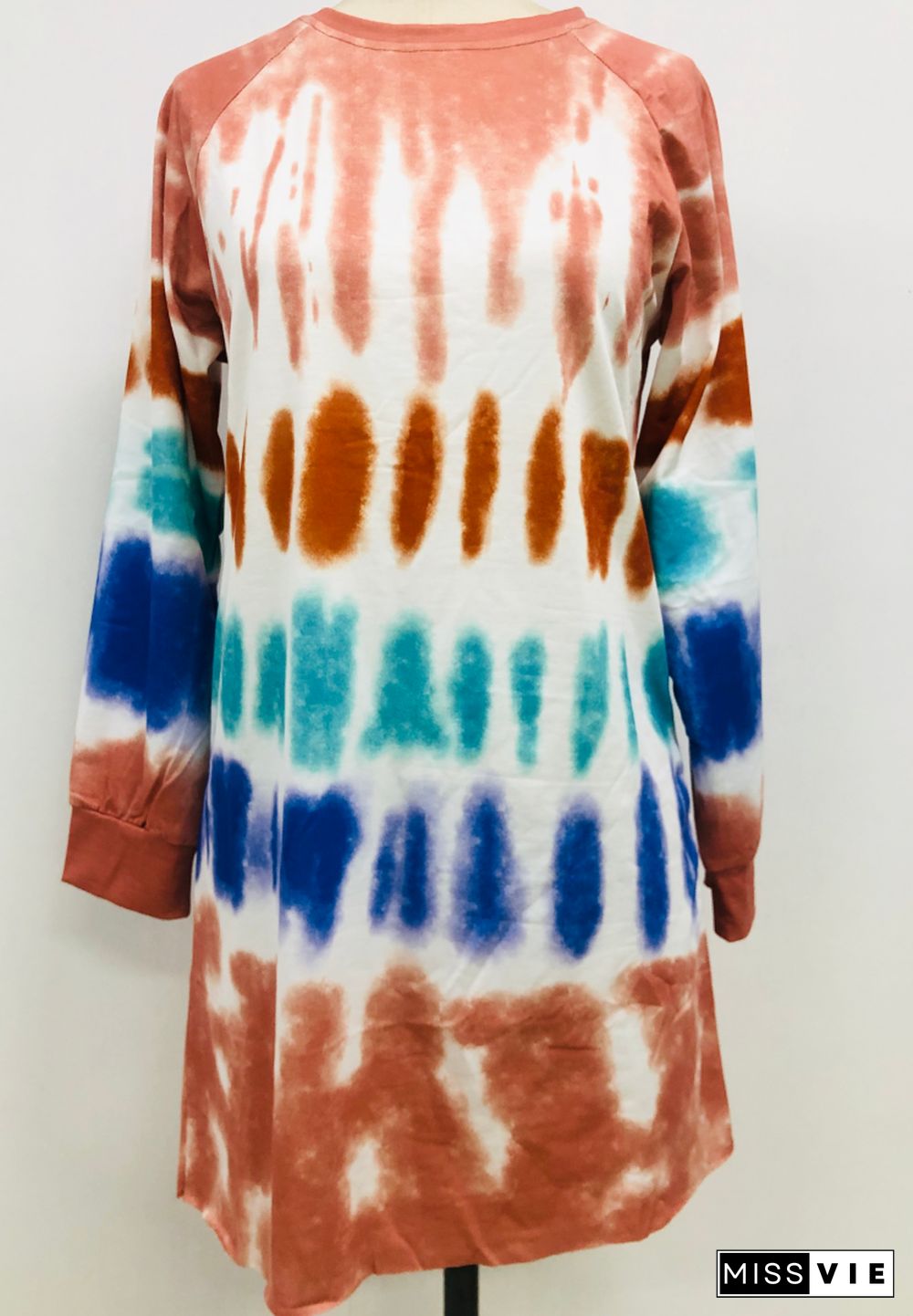 Multi-colored Tie Dye Pullover Sweatshirt Dress