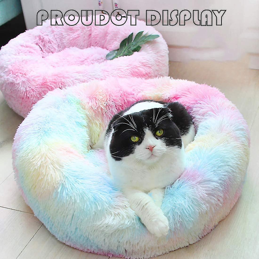 Dog Bed Round Plush Cat Bed， Soft Washable Puppy Bed， Pet Bed 60cm