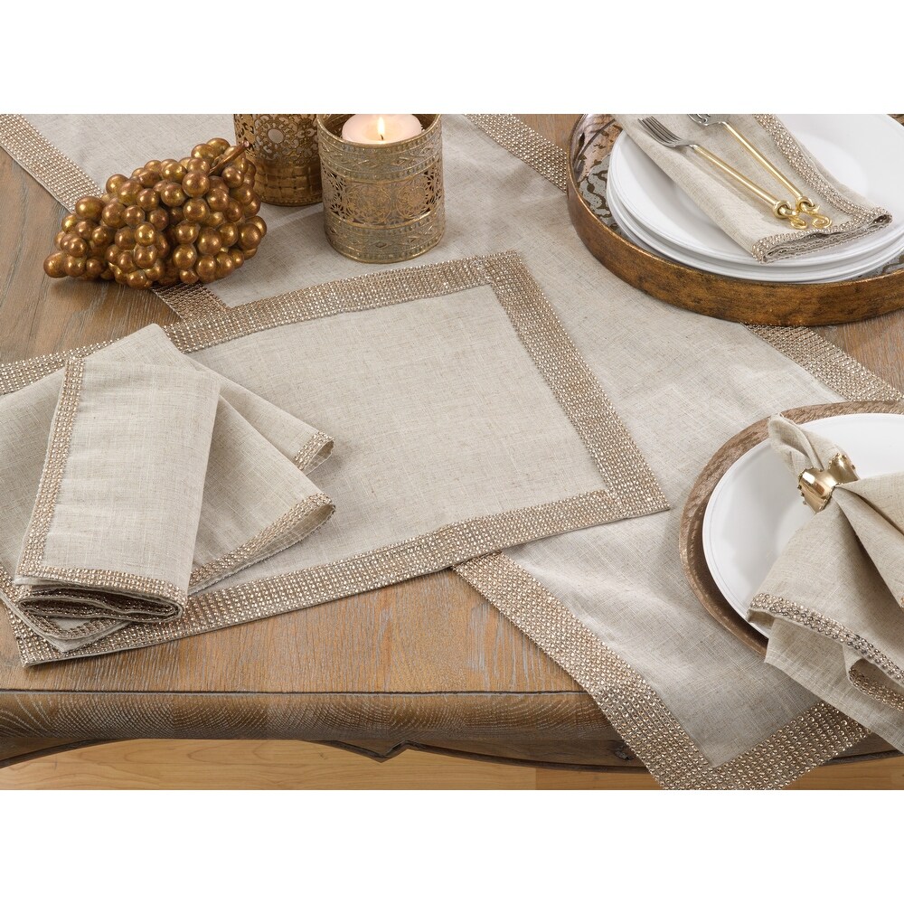 Linen Blend Runner With Studded Borders