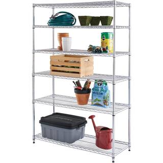 HDX 6-Tier Commercial Grade Heavy Duty Steel Wire Shelving Unit in Chrome (48 in. W x 72 in. H x 18 in. D) HD18481302PS-1